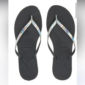 HAVIANAS YOU METALLIC GRAPHITE SANDAL 9/10